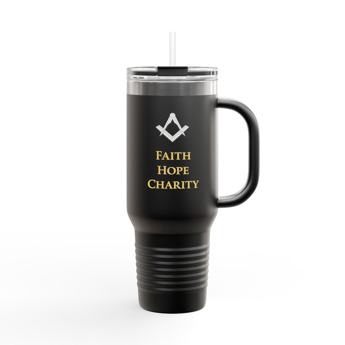 Master Mason Blue Lodge Ringneck Tumbler - Faith Hope & Charity with Square & Compass - Bricks Masons