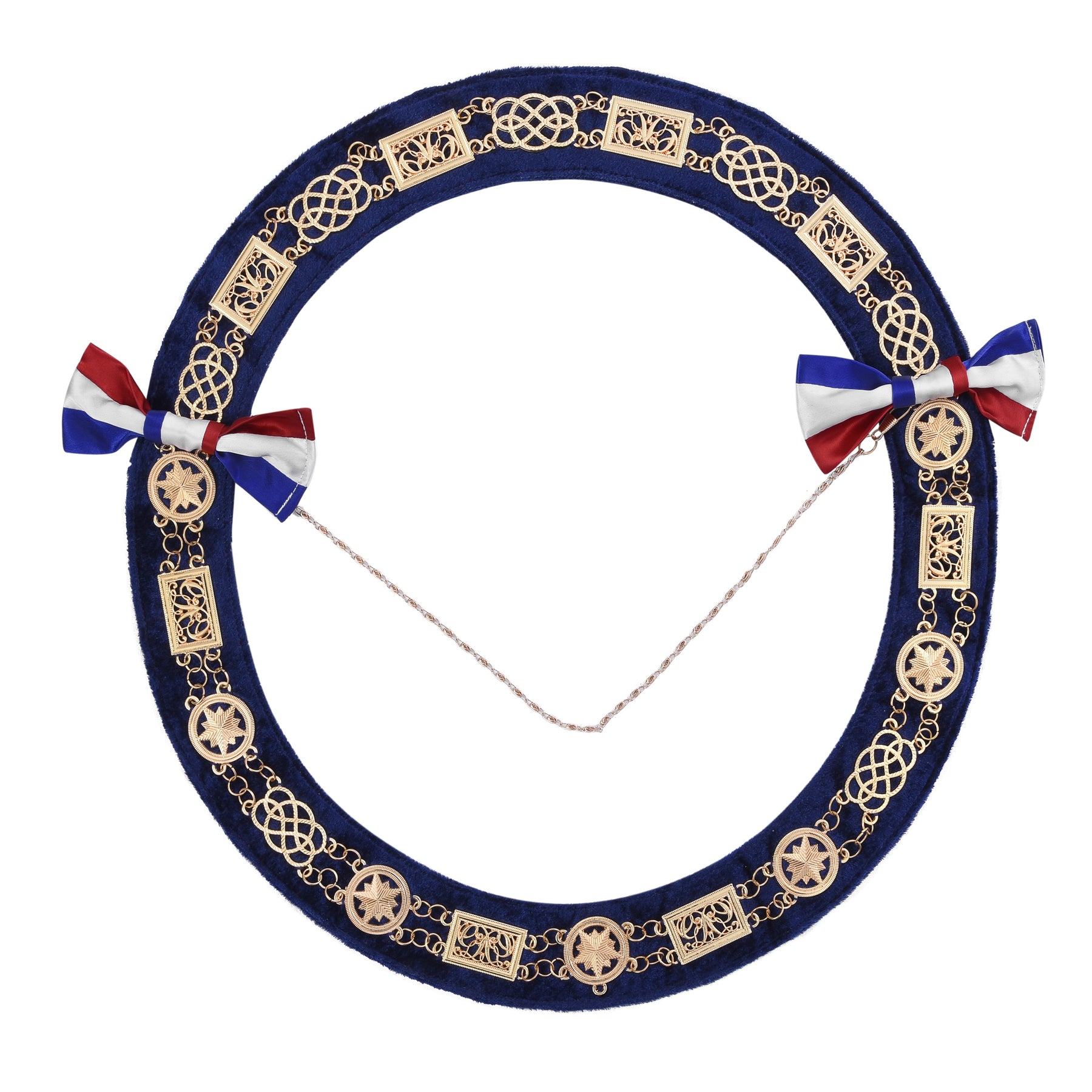 Craft Grand Officers Chain Collar - Silver Plated on Black Velvet - Bricks Masons