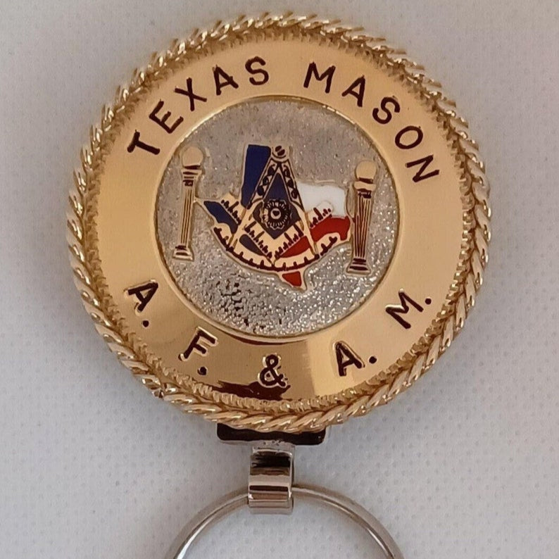 Past Master Blue Lodge Keychain - Handcrafted Texas State & Pillars - Bricks Masons