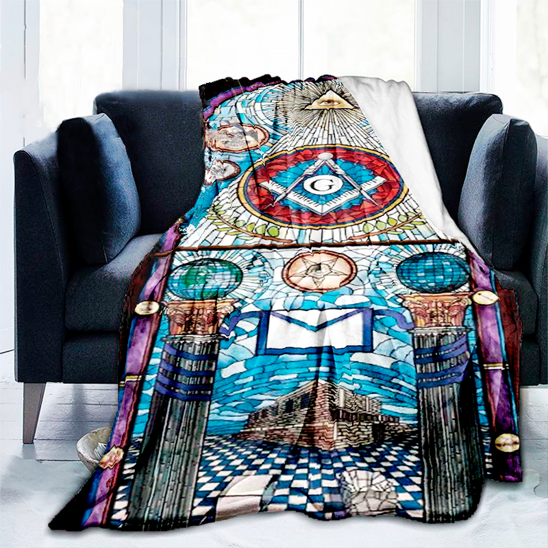 Masonic Blanket - 3D Print Flannel Plush Throw - Bricks Masons