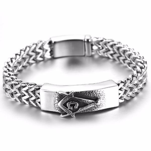 Master Mason Blue Lodge Bracelet - Interlaced Stainless Steel - Bricks Masons