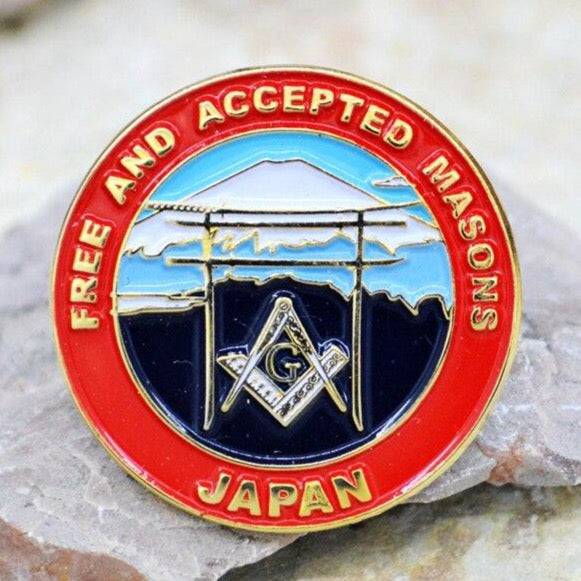 Master Mason Blue Lodge Car Emblem - Japan Fujiyama Free and Accepted Medallion - Bricks Masons