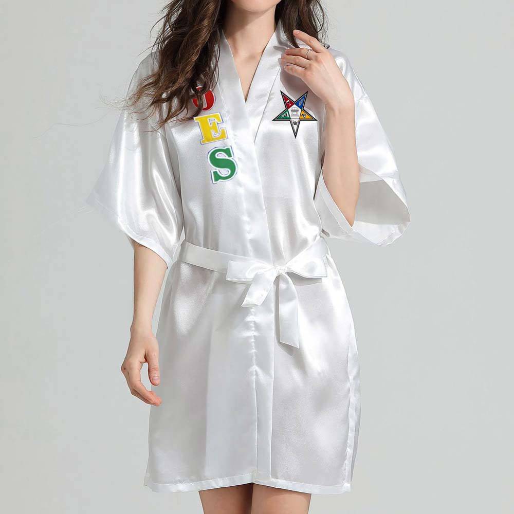 OES Bathrobe - Blue, Black, White - Bricks Masons