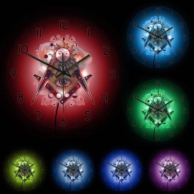 Master Mason Blue Lodge Clock - Eye of Providence LED - Bricks Masons