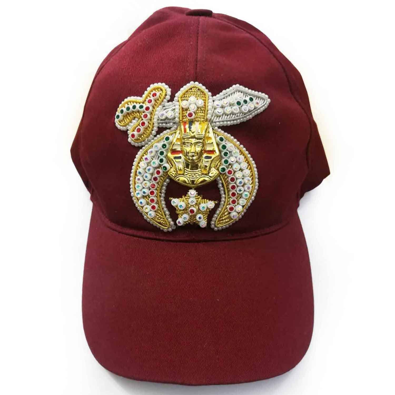 Shriners Baseball Cap - Maroon with Jewels & Bullion Embroidery - Bricks Masons