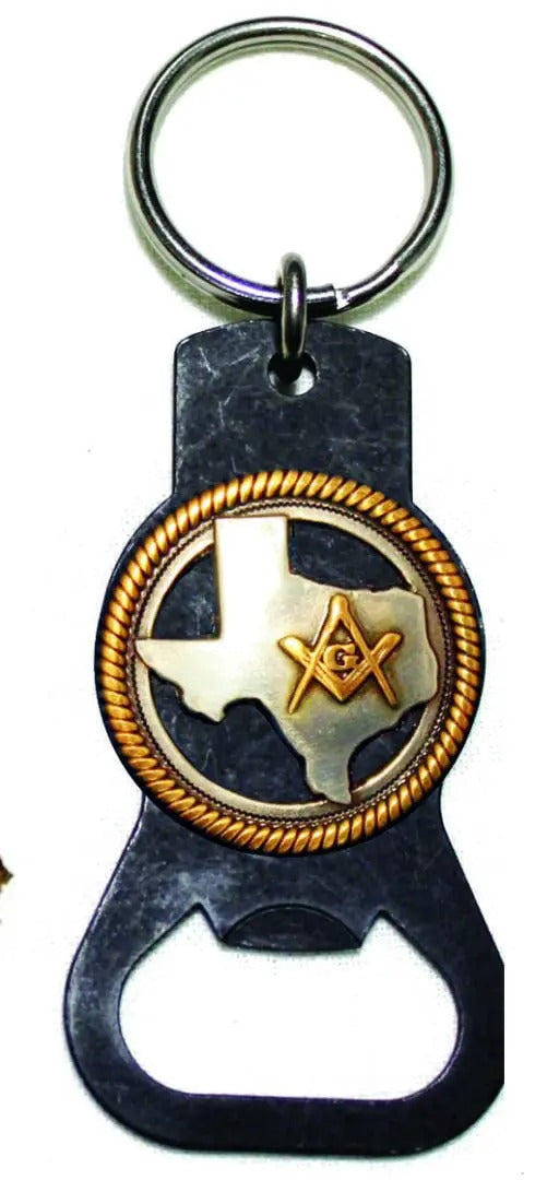 Master Mason Blue Lodge Bottle Opener - Aluminium Metal Keychain Texas Mason - Bricks Masons