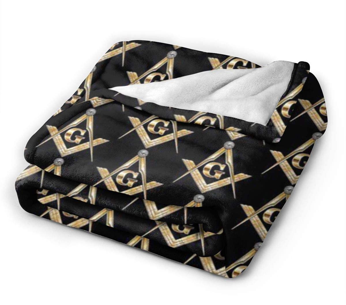 Master Mason Blue Lodge Blanket - Warm Cozy Lightweight Fleece - Bricks Masons