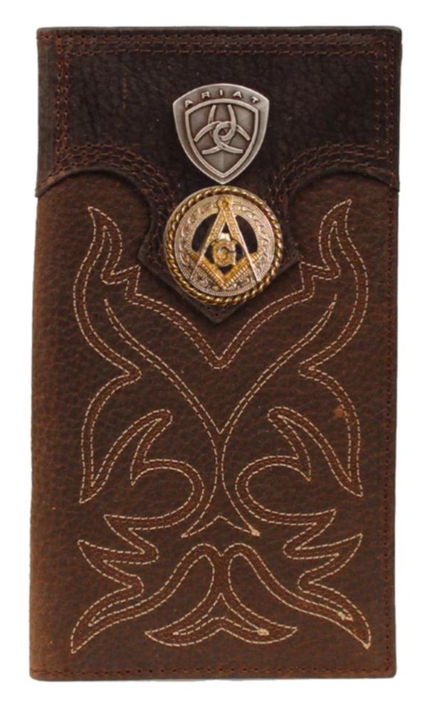 Master Mason Blue Lodge Wallet - Gold Square & Compass Ariat - Bricks Masons