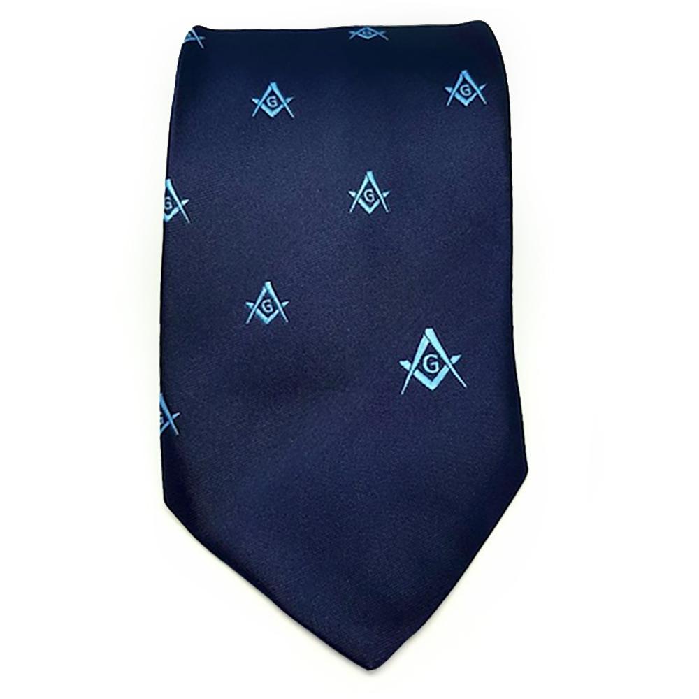 Master Mason Blue Lodge Necktie - Blue with Square & Compass G