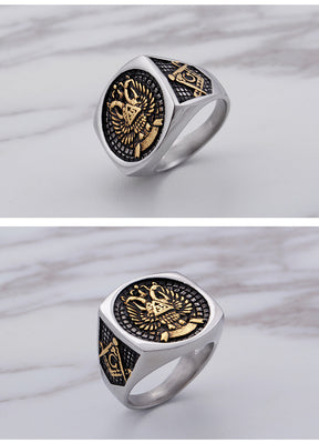 33rd Degree Scottish Rite Ring - Silver & Gold - Bricks Masons