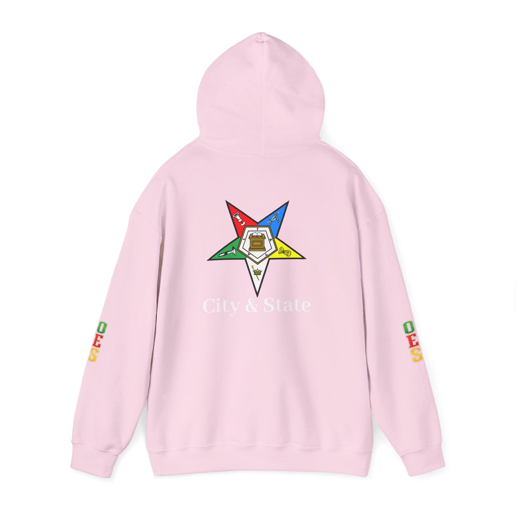 OES Hoodie - Colorful Eastern Star & Initials with Personalization - Bricks Masons