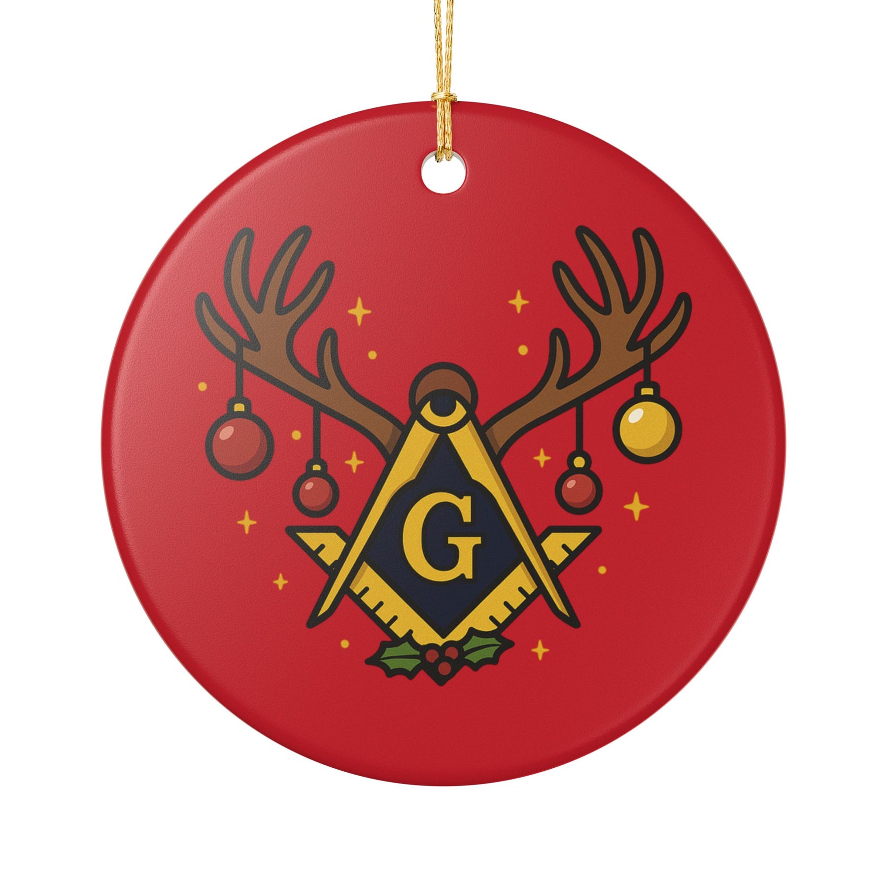 Master Mason Blue Lodge Christmas Ornament - Ceramic Keepsake with S&C G - Bricks Masons