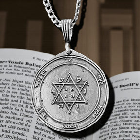 Solomon's Second and First Pentacle Pendant, consecrated to Jupiter, in Silver, 4 cm, 13 g, 44 Seals of Solomon, Art. 1160 - Bricks Masons