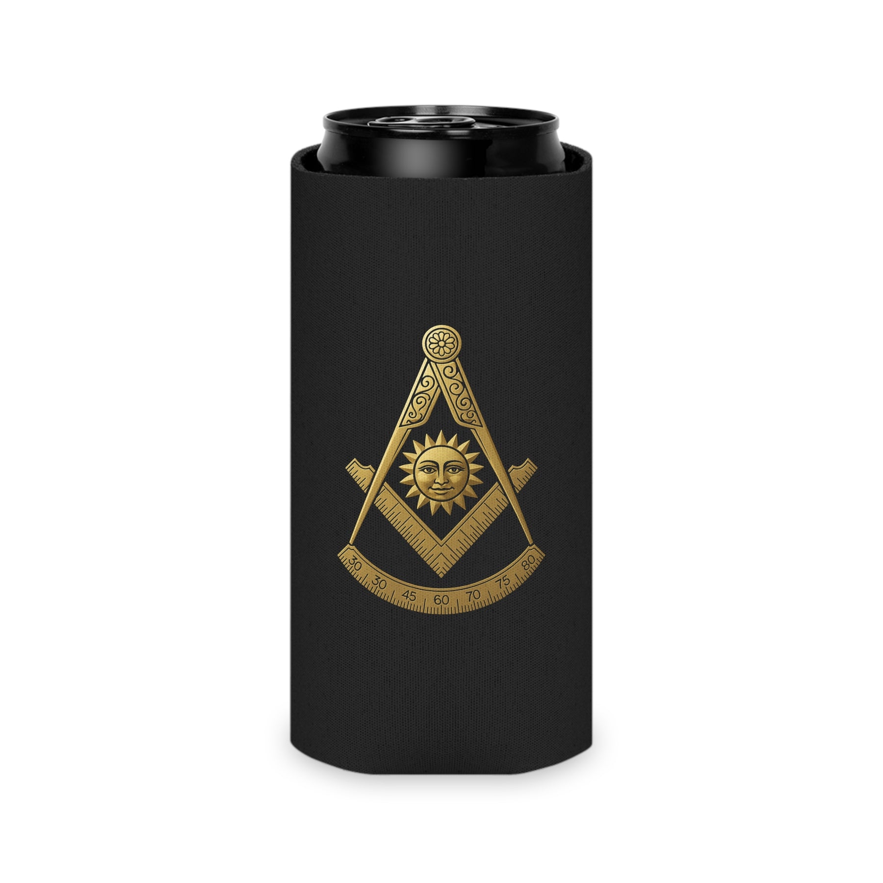 Past Master Blue Lodge Can Cooler - Gold Square & Compass - Bricks Masons