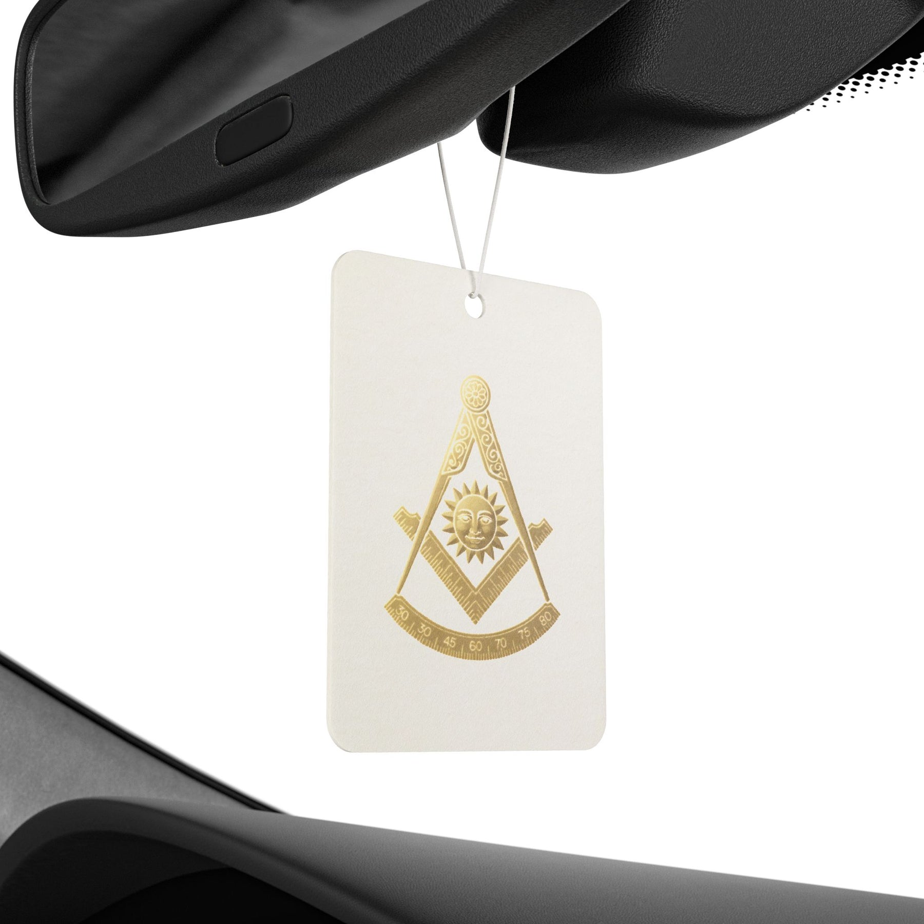Past Master Blue Lodge Car Air Freshener - Square & Compass with Quadrant Sun - Bricks Masons