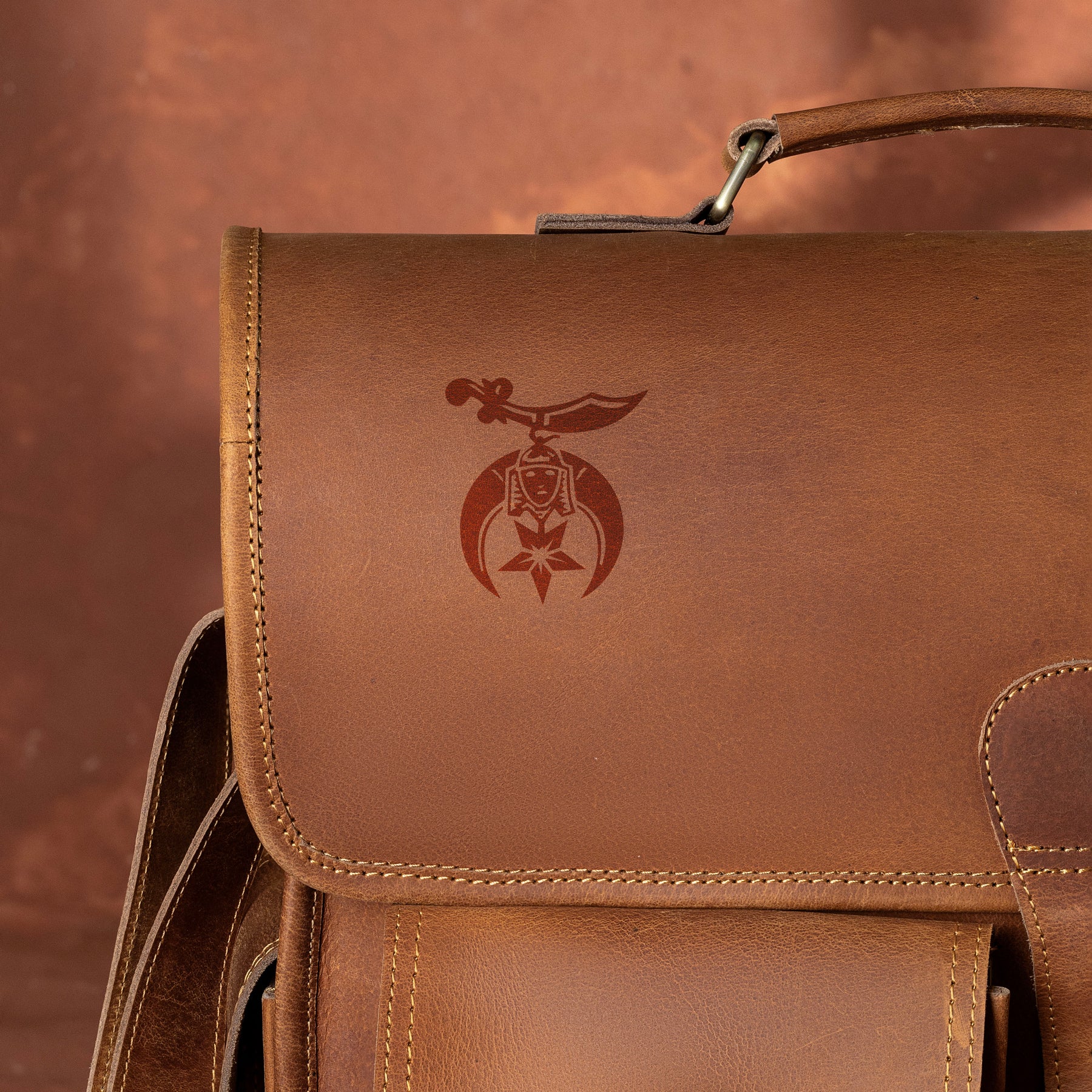 Shriners Briefcase - Genuine Leather Crazy Horse Finish - Bricks Masons