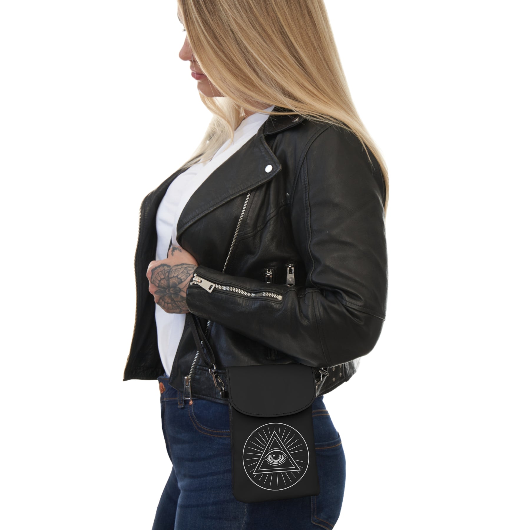 Eye of Providence Cell Phone Wallet - Microfiber Leather - Bricks Masons