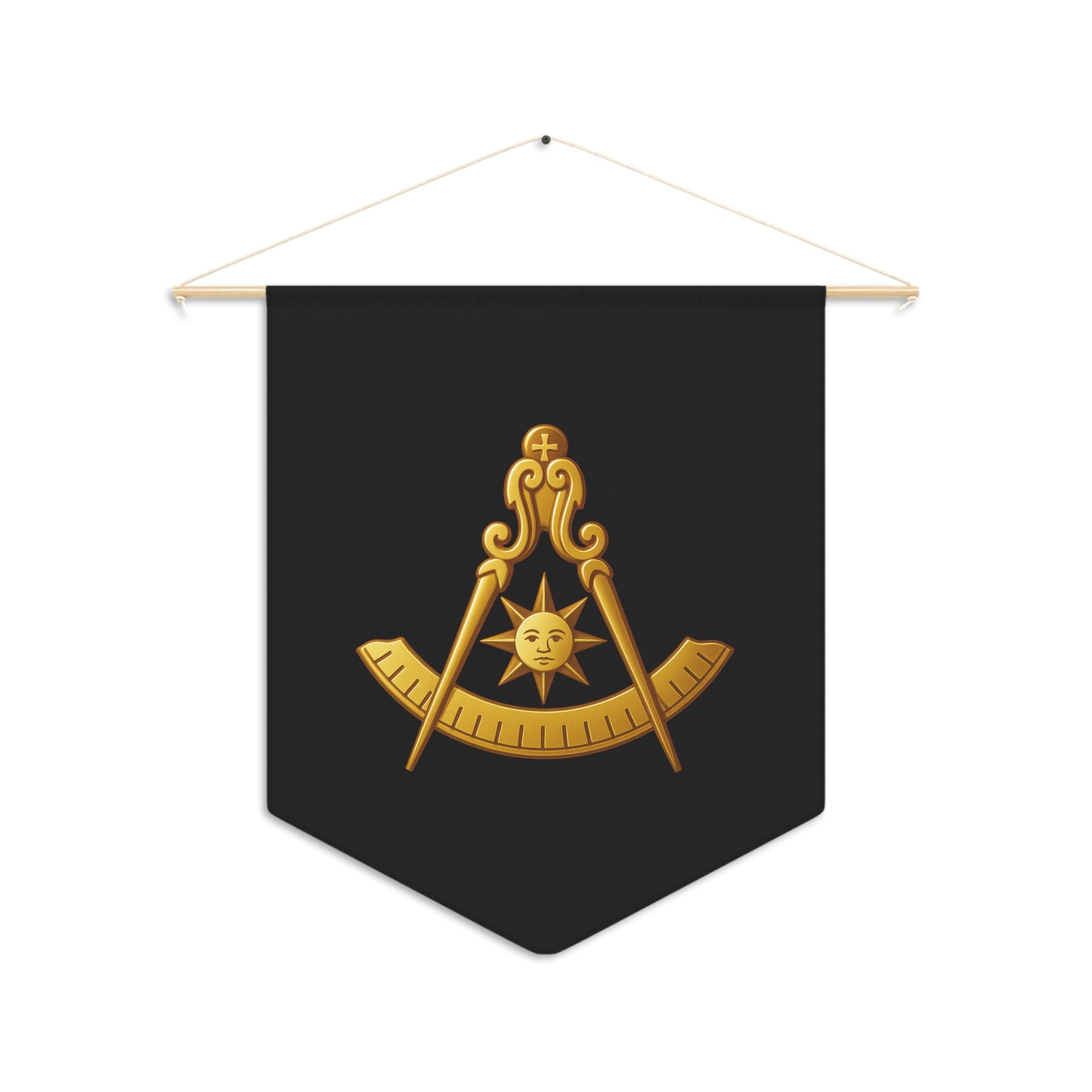 Past Master Blue Lodge Pennant - Quadrant with Sun and Compass Emblem - Bricks Masons
