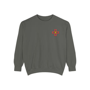St. Thomas of Acon Sweatshirt - Embroidered Red Cross of Acon - Bricks Masons