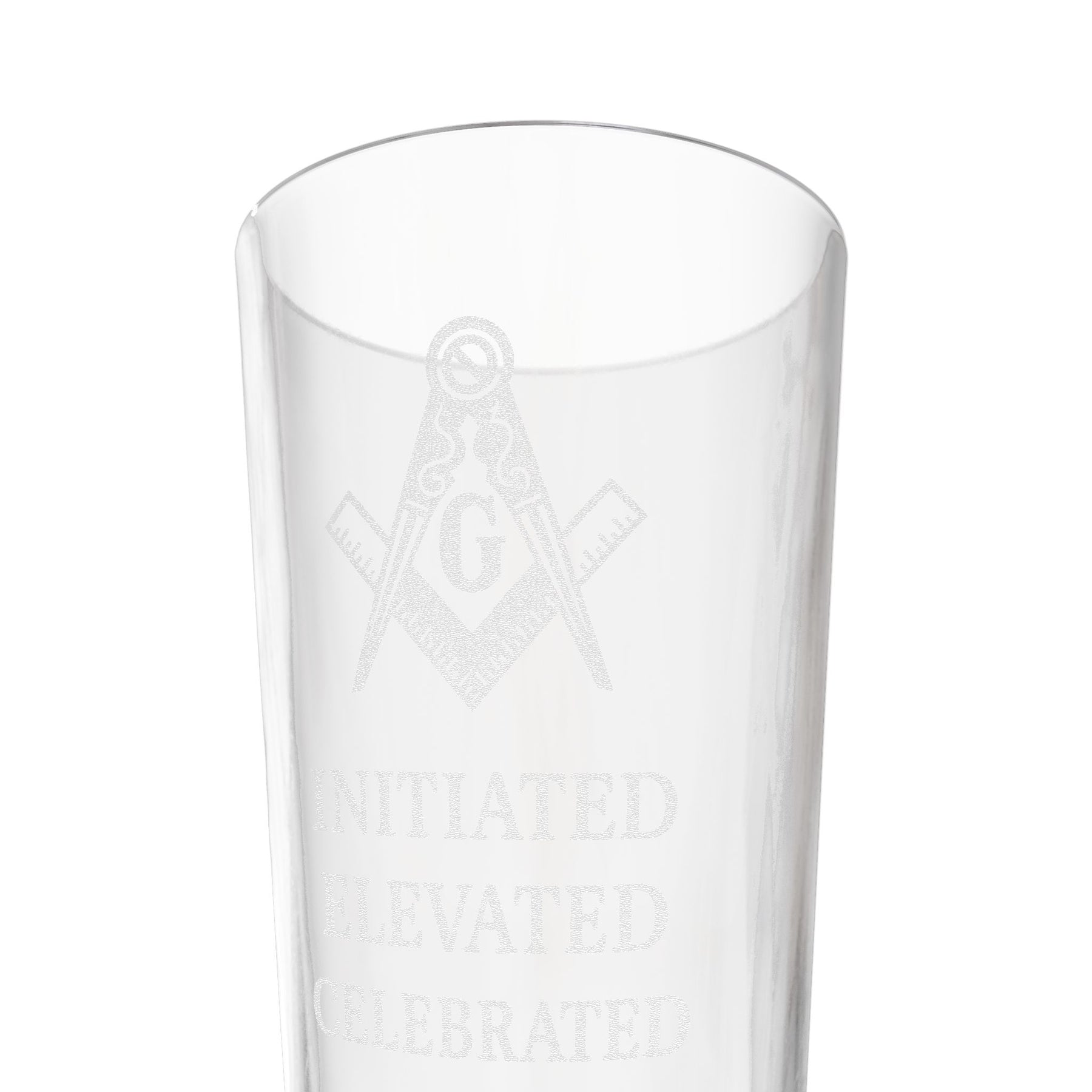 Master Mason Blue Lodge Pint Glass - Initiated Elevated Celebrated Square & Compass G