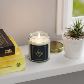 Master Mason Blue Lodge Candle - Scented Coconut Apricot Wax, 4oz & 9oz - Bricks Masons