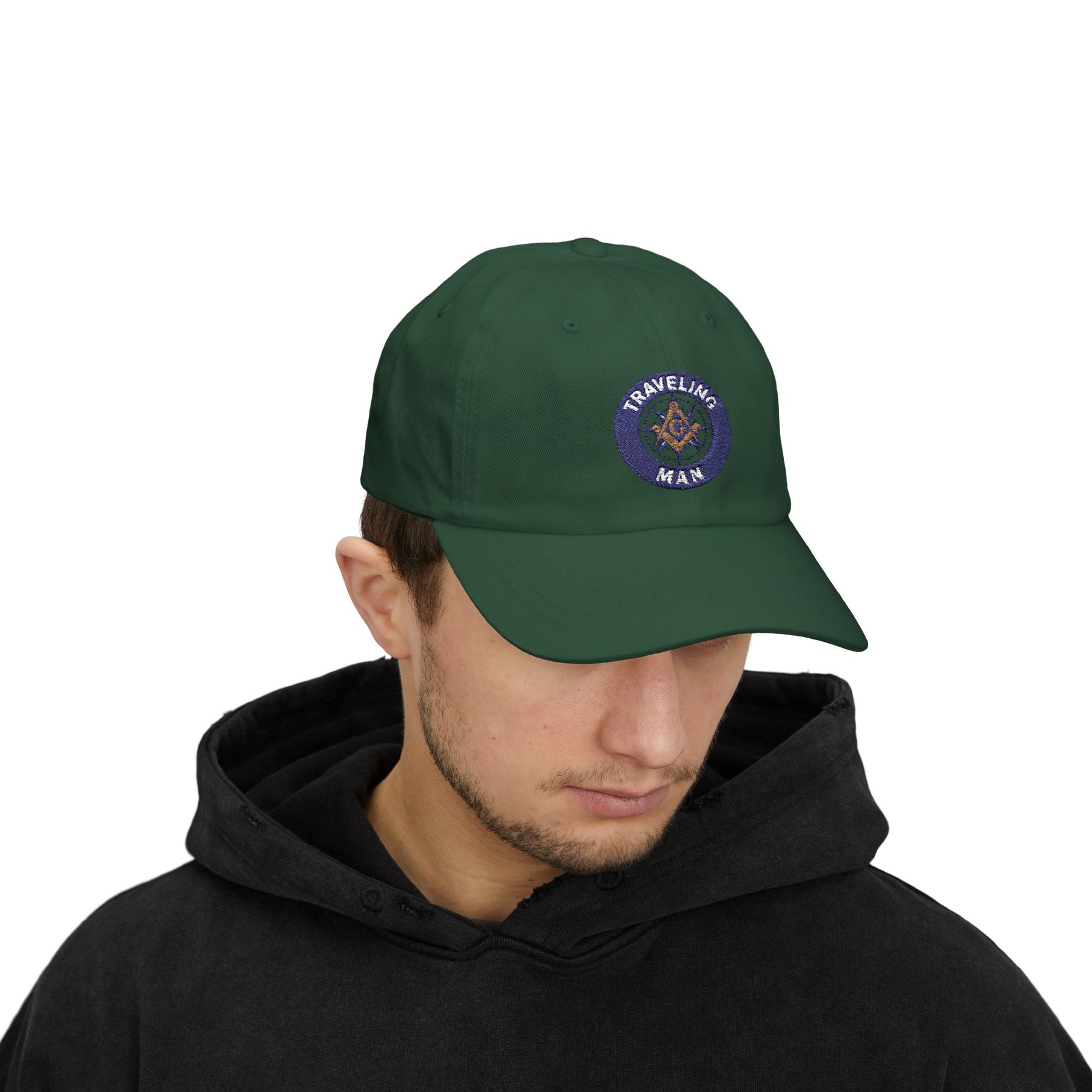 Master Mason Blue Lodge Baseball Cap - Embroidered Traveling Man Dad Cap - Bricks Masons