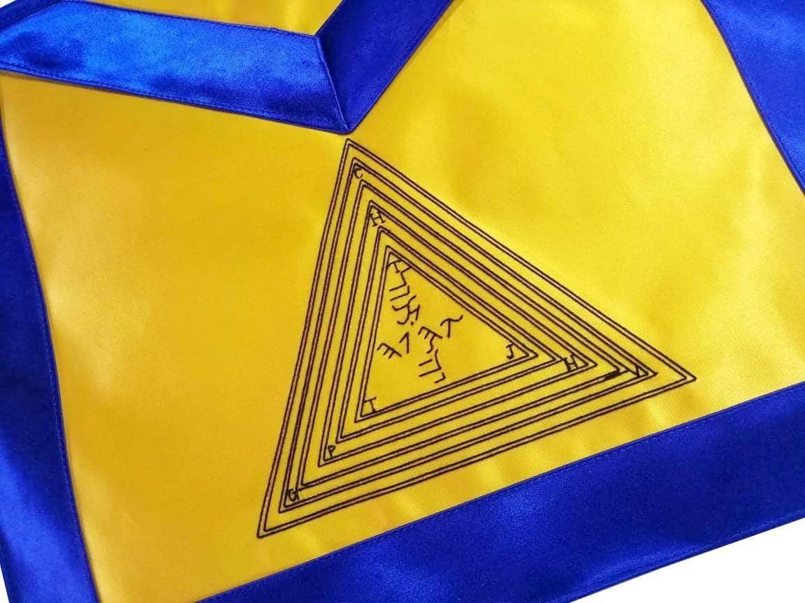 12th Degree Scottish Rite Apron - Yellow with Blue Borders - Bricks Masons