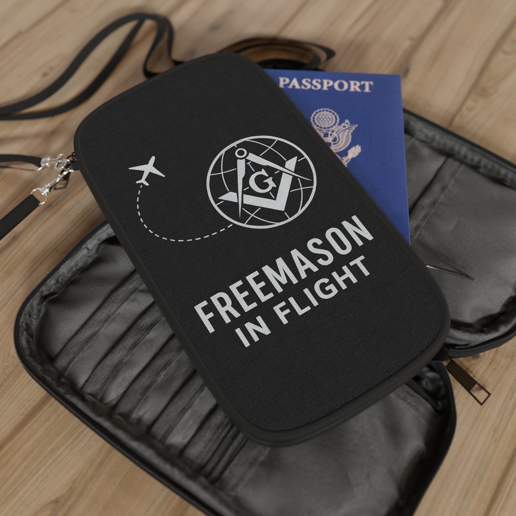 Master Mason Blue Lodge Passport Wallet - Freemason In Flight Storage Pockets - Bricks Masons