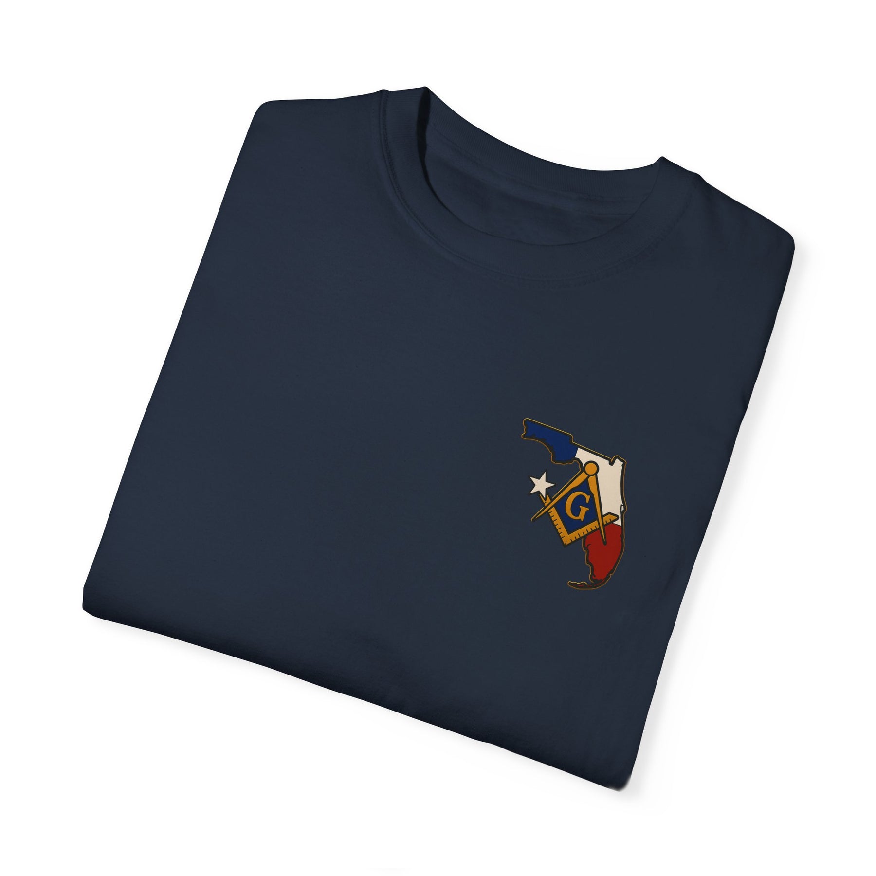 Master Mason Blue Lodge T-Shirt - Garment-Dyed Florida Mason - Bricks Masons