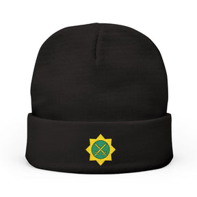 Red Cross of Babylone Beanie - Knit Embroidery Emblem - Bricks Masons