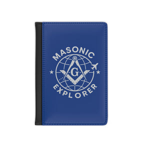 Master Mason Blue Lodge Passport Cover - Blue Masonic Explorer PU Leather - Bricks Masons