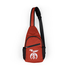 Shriners Crossbody Bag - Red & White Nylon With Multiple Pockets - Bricks Masons