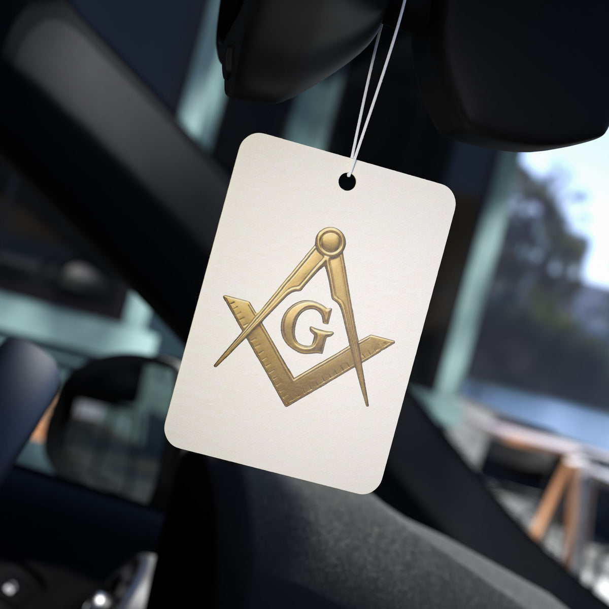 Master Mason Blue Lodge Car Air Freshener - Gold Square & Compass with G - Bricks Masons