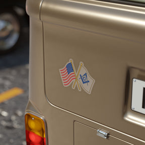 Master Mason Blue Lodge Sticker Decal - Water Resistant Vinyl Crossed Flags - Bricks Masons