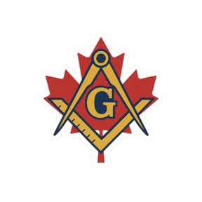 Master Mason Blue Lodge Canada Jurisdiction Sticker Decal - Maple Leaf & Golden S&C - Bricks Masons