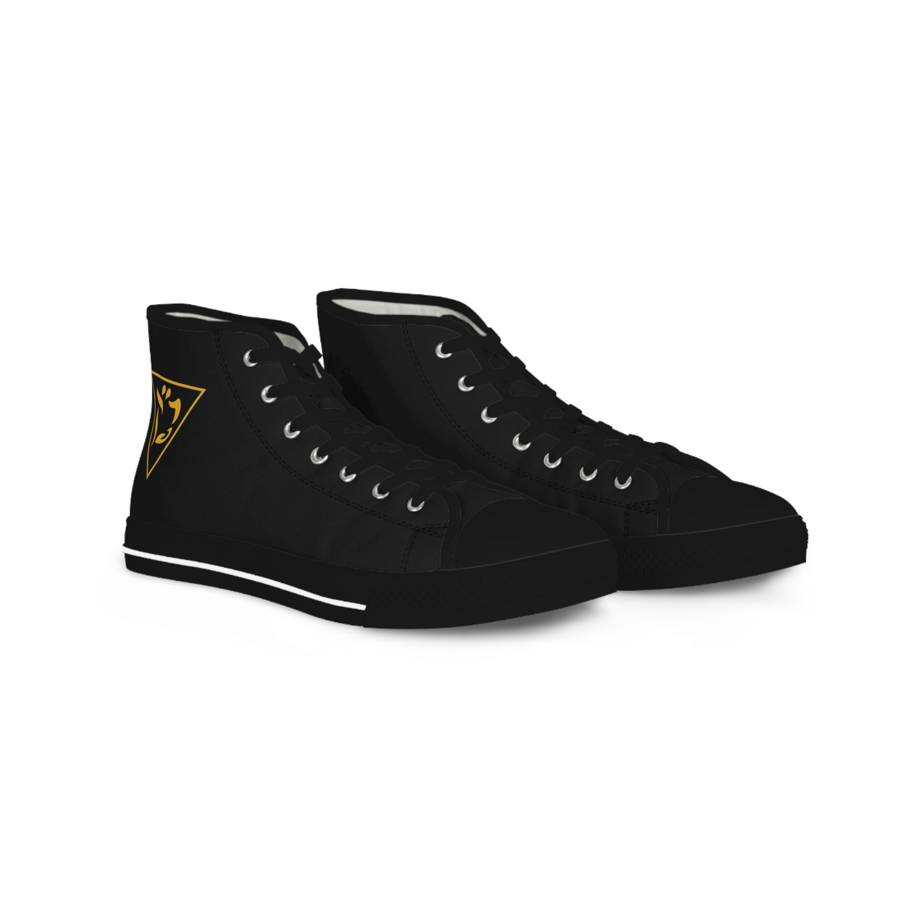 Grand Tiler of Solomon Sneaker - High Top Black & White Golden Emblem - Bricks Masons