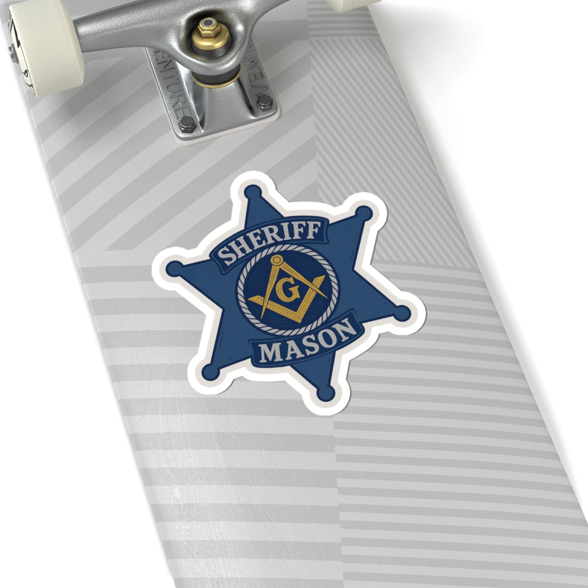 Master Mason Blue Lodge Sticker Decal - Kiss-Cut Blue Sheriff Star - Bricks Masons