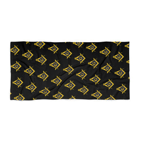 Master Mason Blue Lodge Towel - Square & Compass G Black Beach Towel - Bricks Masons