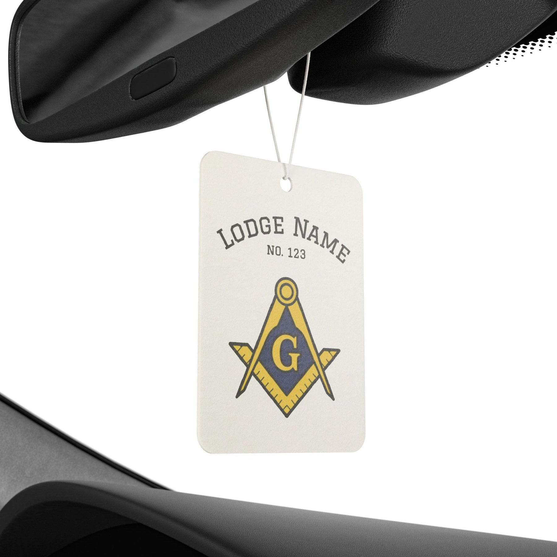 Master Mason Blue Lodge Car Air Freshener - Square & Compass G With Personalization - Bricks Masons