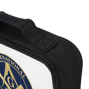 International Masons Lunch Bag - Blue & White Fully Insulated Zipper Closure - Bricks Masons