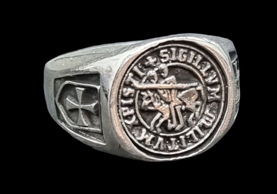 Knights Templar Ring in Silver 1.4 cm 7 g Art 1578 - Bricks Masons