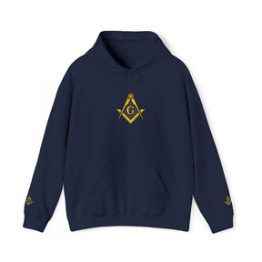 Master Mason Blue Lodge Hoodie - Soft Cotton Poly Blend Embroidered Detail - Bricks Masons