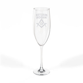Master Mason Blue Lodge Champagne Flute - Square & Compasses G Emblem