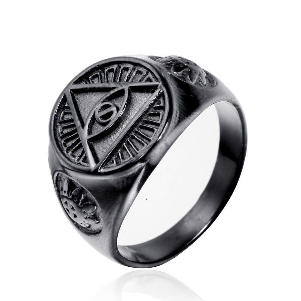 Eye Of Providence Ring - Black Plated Zinc alloy - Bricks Masons