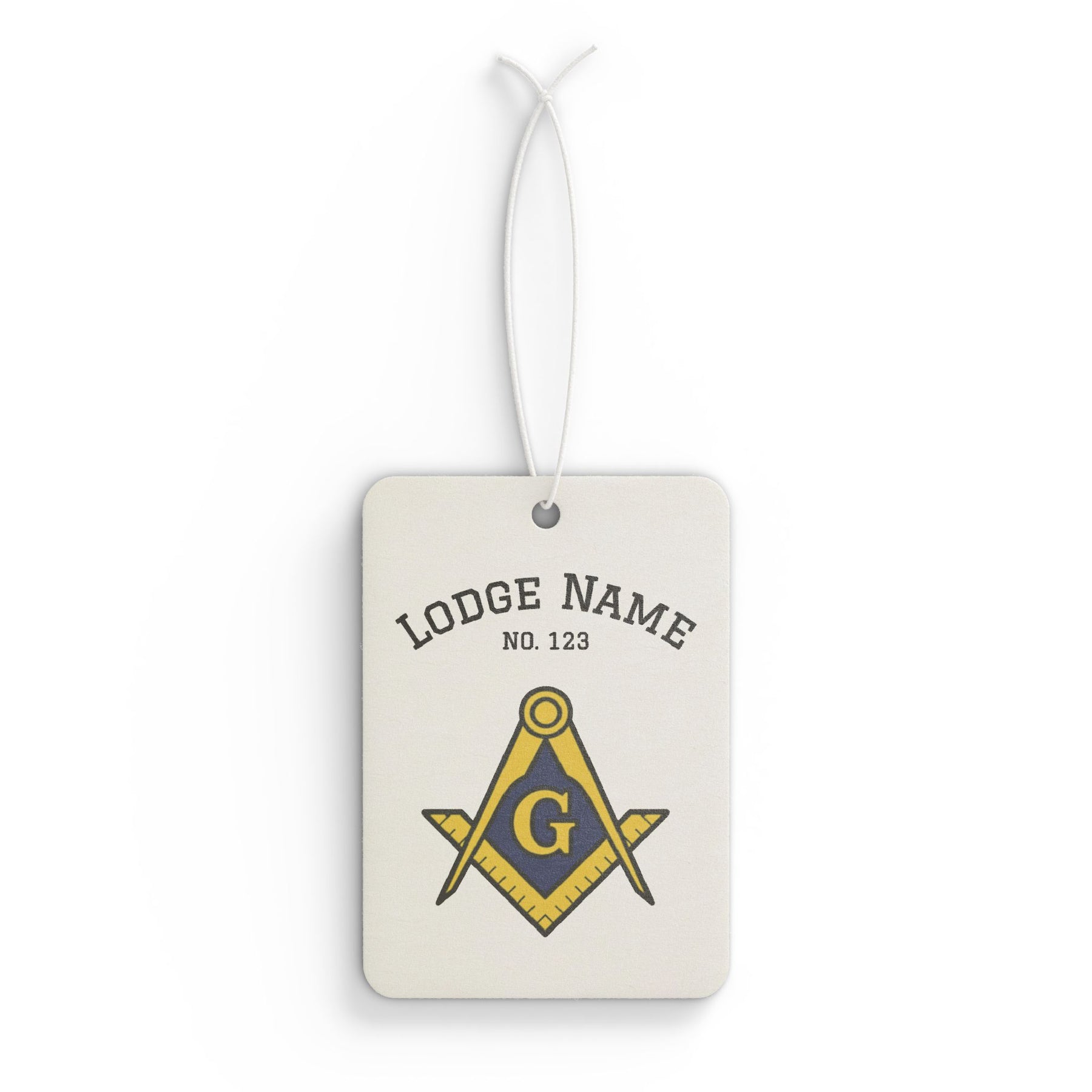Master Mason Blue Lodge Car Air Freshener - Square & Compass G With Personalization - Bricks Masons
