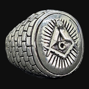 Masonic Master Checkerboard Ring in Silver Masonry Art 1629 - Bricks Masons