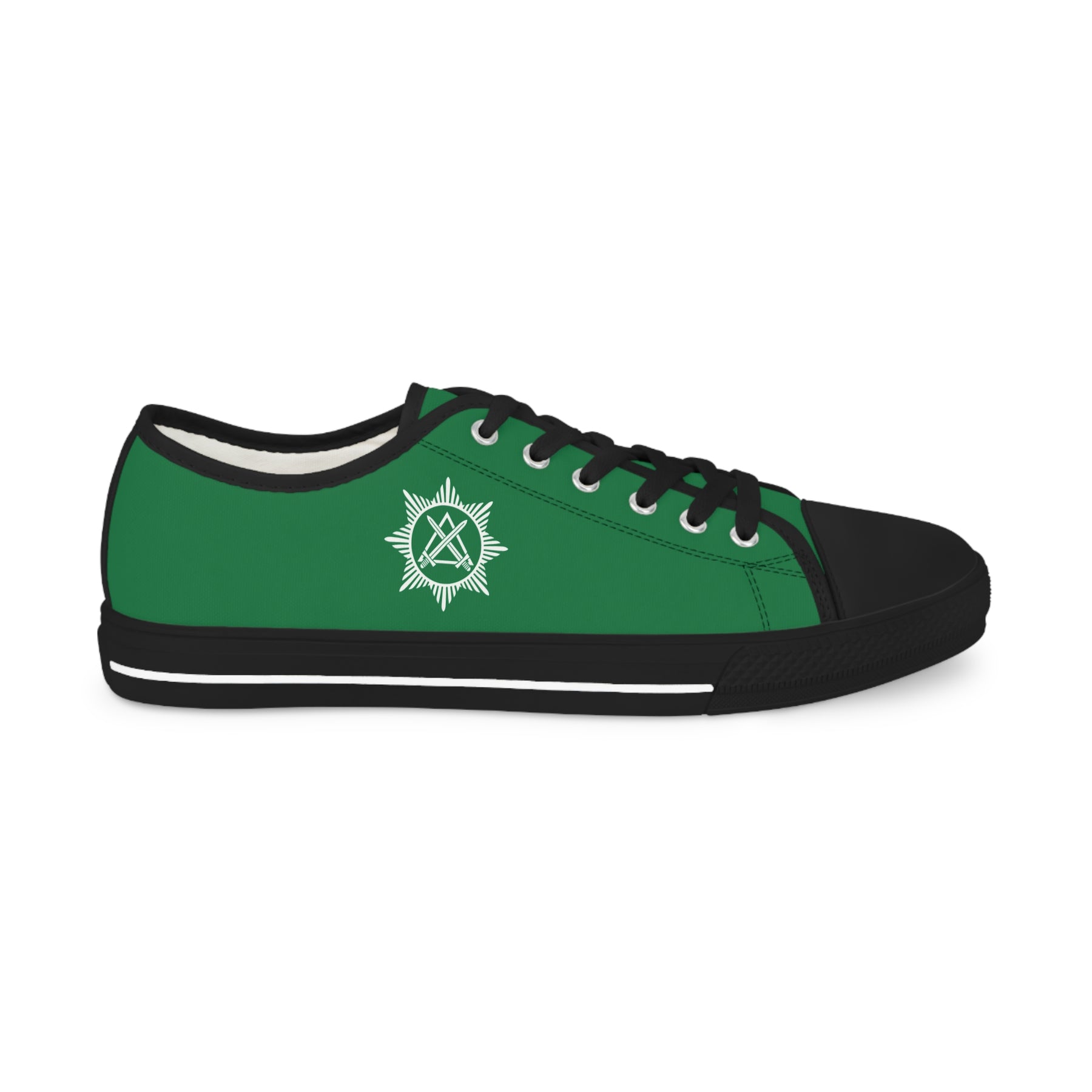 Knight Masons Sneaker - Low Top Sneaker Black & White Green Canvas - Bricks Masons