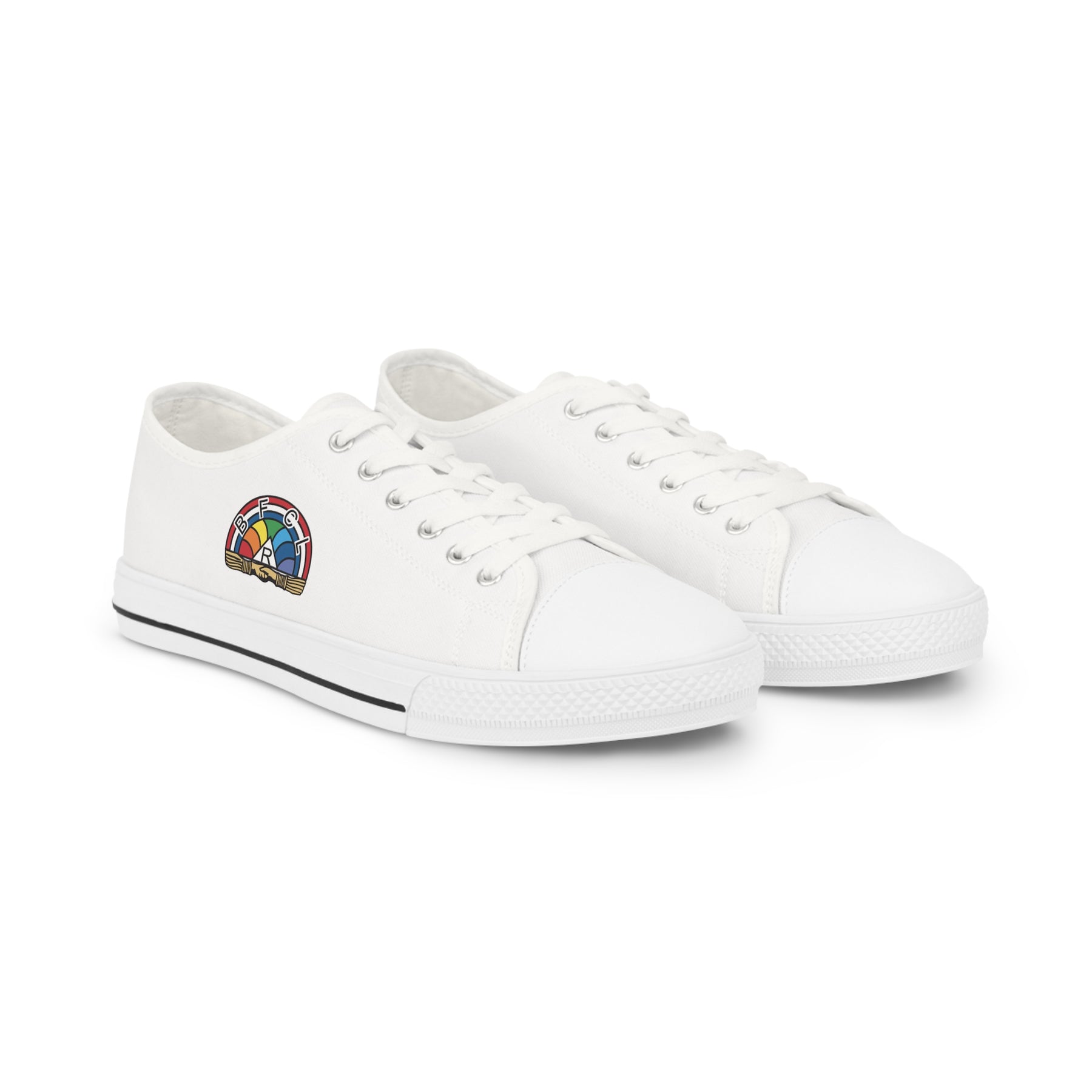International Order Rainbow For Girls Sneaker - Low Top Sneaker Black & White Colorful Emblem - Bricks Masons