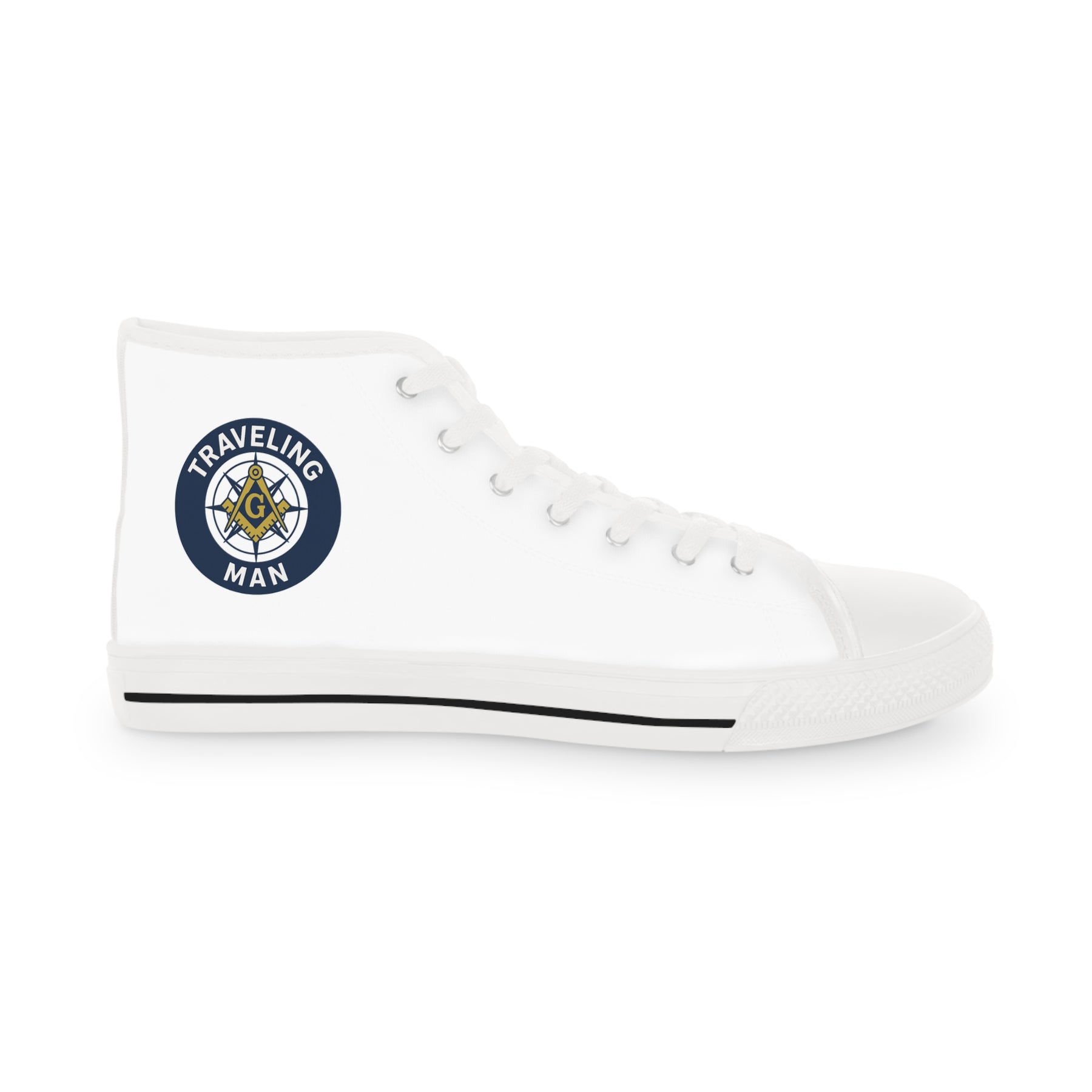 Master Mason Blue Lodge Sneaker - High Top Black & White Sole Traveling Mason - Bricks Masons