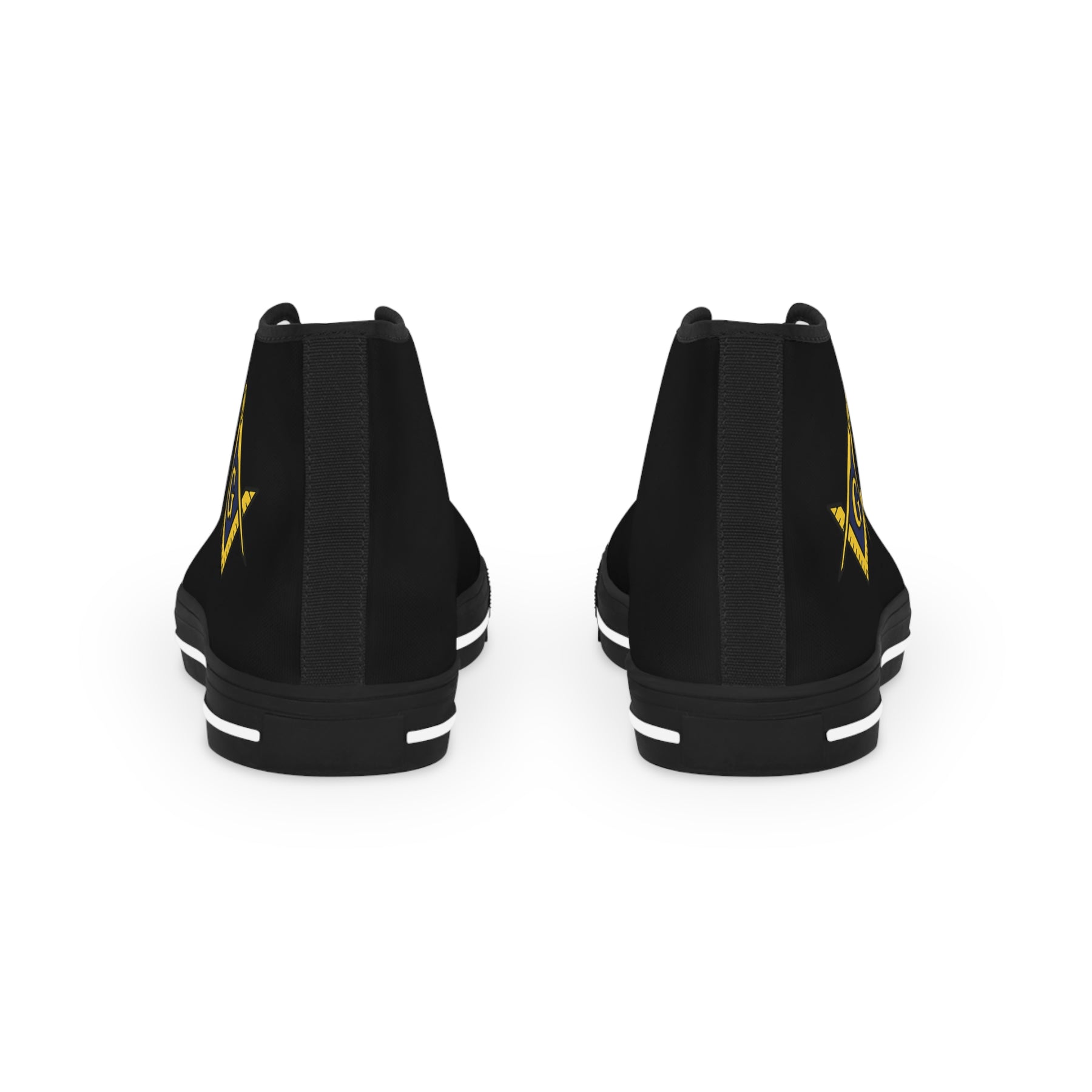 Master Mason Blue Lodge Sneaker - High Top Black & White Sole with Golden S&C G - Bricks Masons